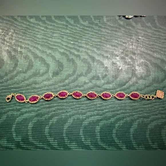 Kendra Scott Gold link Bracelet with Purple Stones - Picture 3 of 4